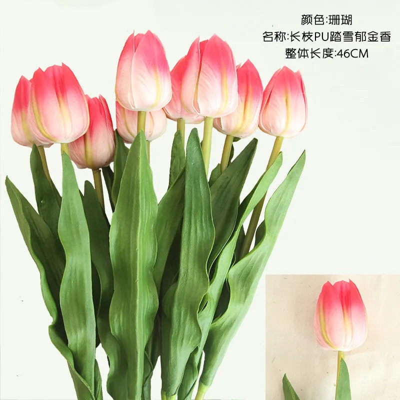 10PCs Pu Tulip Artificial Fake Flower Plants Home Decoration Wedding Bouquet