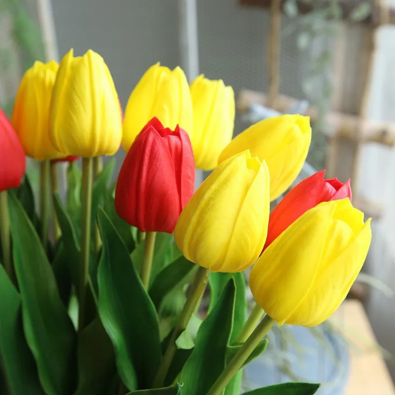 10PCs Pu Tulip Artificial Fake Flower Plants Home Decoration Wedding Bouquet