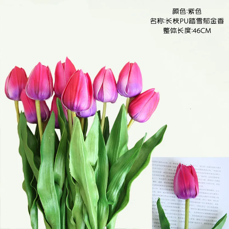 10PCs Pu Tulip Artificial Fake Flower Plants Home Decoration Wedding Bouquet