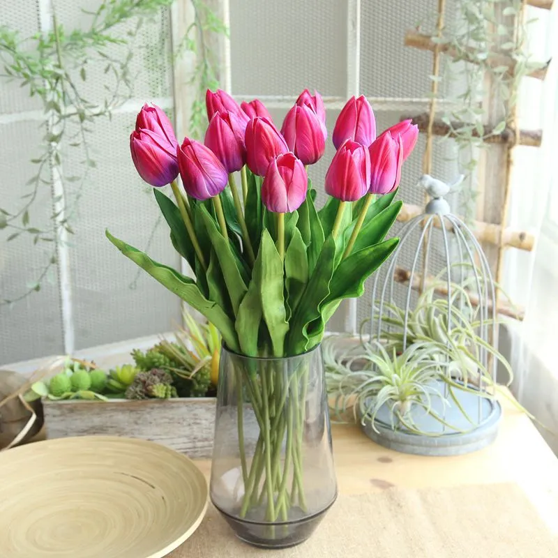 10PCs Pu Tulip Artificial Fake Flower Plants Home Decoration Wedding Bouquet