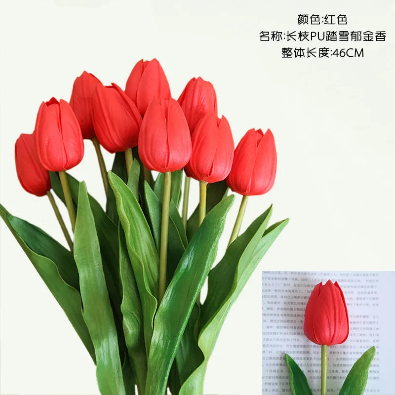 10PCs Pu Tulip Artificial Fake Flower Plants Home Decoration Wedding Bouquet