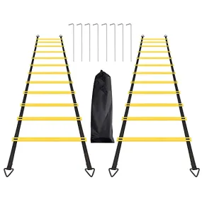 1/2/4 Pack Agility Ladder Set, 8 Rungs/12 Rungs Agility Ladder Set, Speed Training Ladder with Steel Stakes and Carry Bag for Soccer, Speed Fitness Feet Training(2 Pack, 12 Rungs)