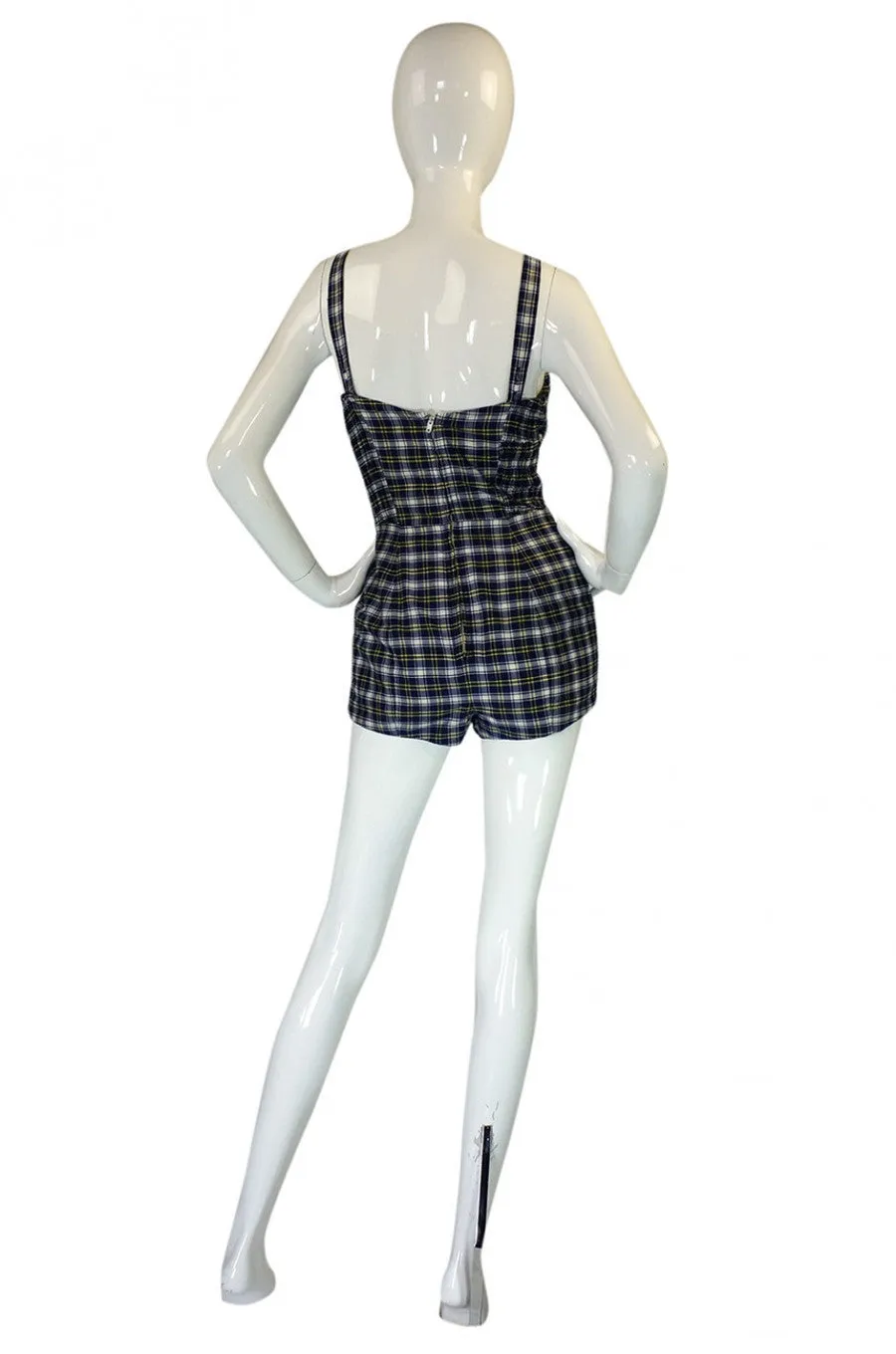 1950s Ruffled Plaid Catalina Swimsuit