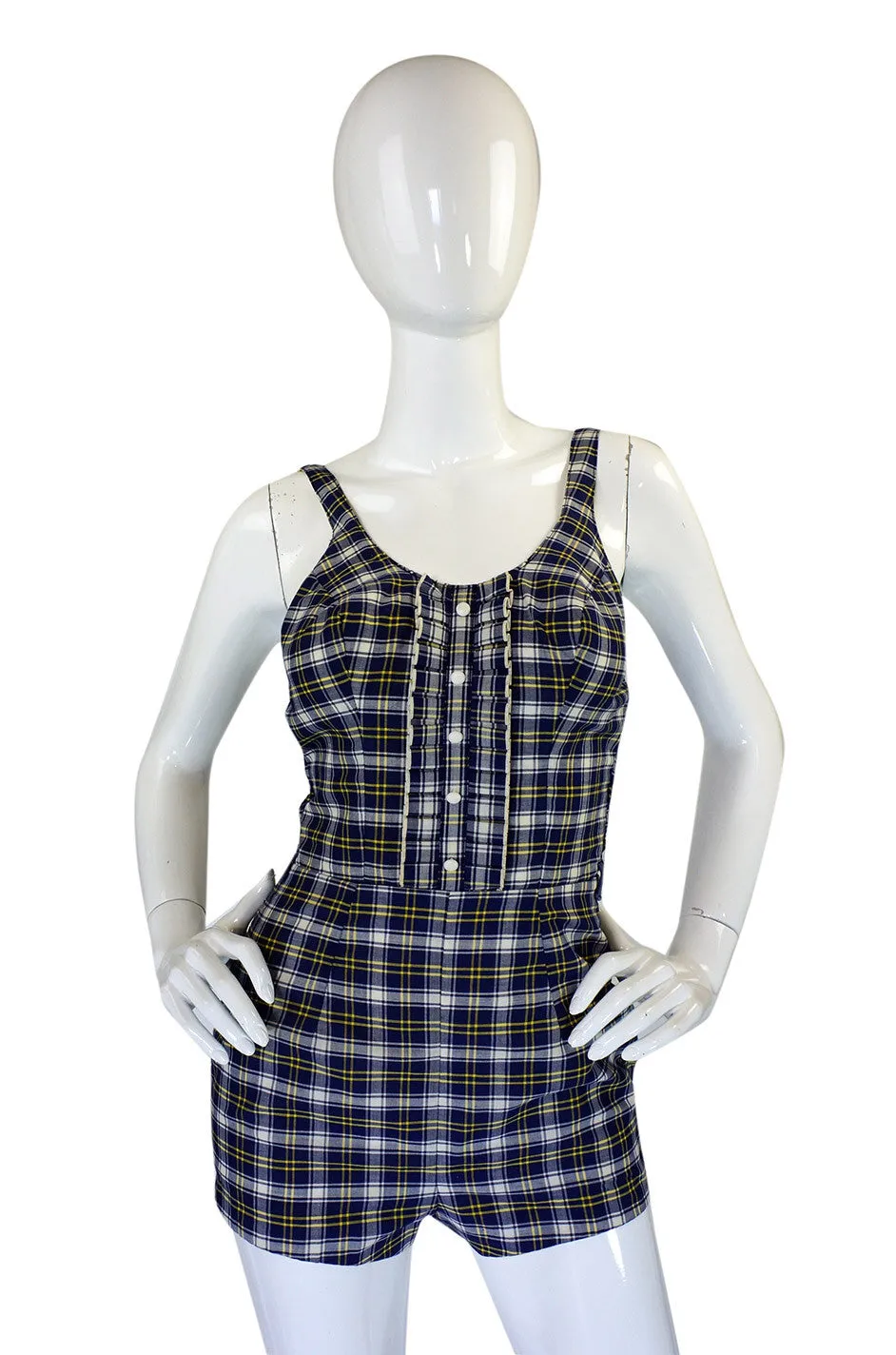 1950s Ruffled Plaid Catalina Swimsuit