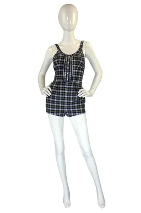 1950s Ruffled Plaid Catalina Swimsuit