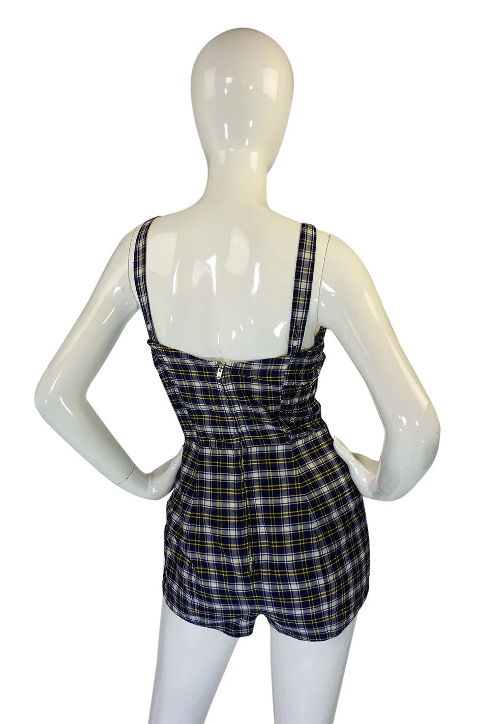 1950s Ruffled Plaid Catalina Swimsuit