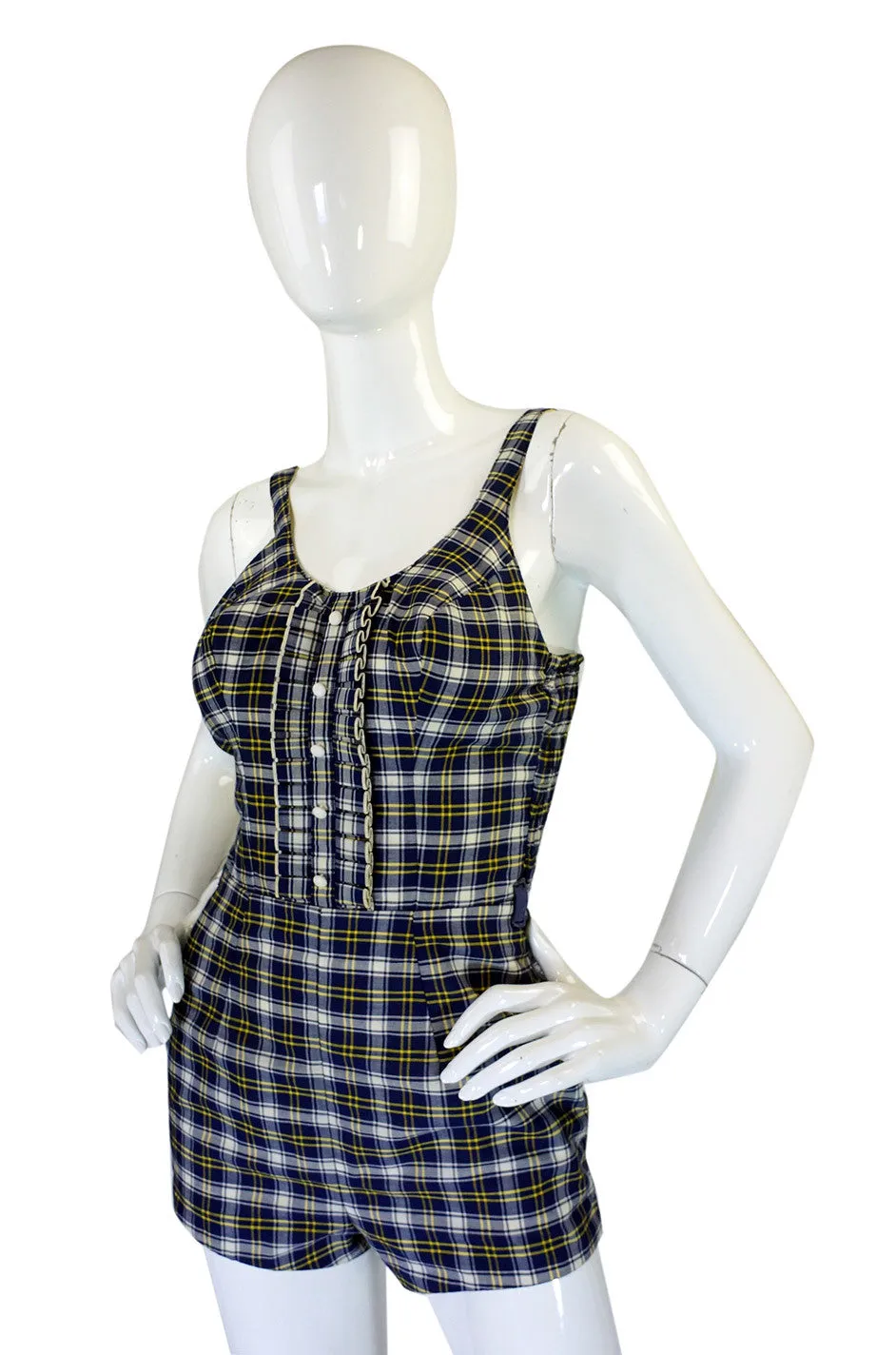 1950s Ruffled Plaid Catalina Swimsuit