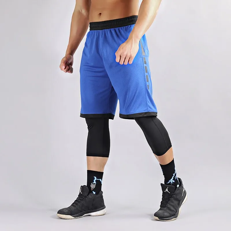 2pcs Set Men Running Compression Sport Pant Suit Basketball Jersey Sweatpants for Youngster Male Workout Elastic Leggings Shorts