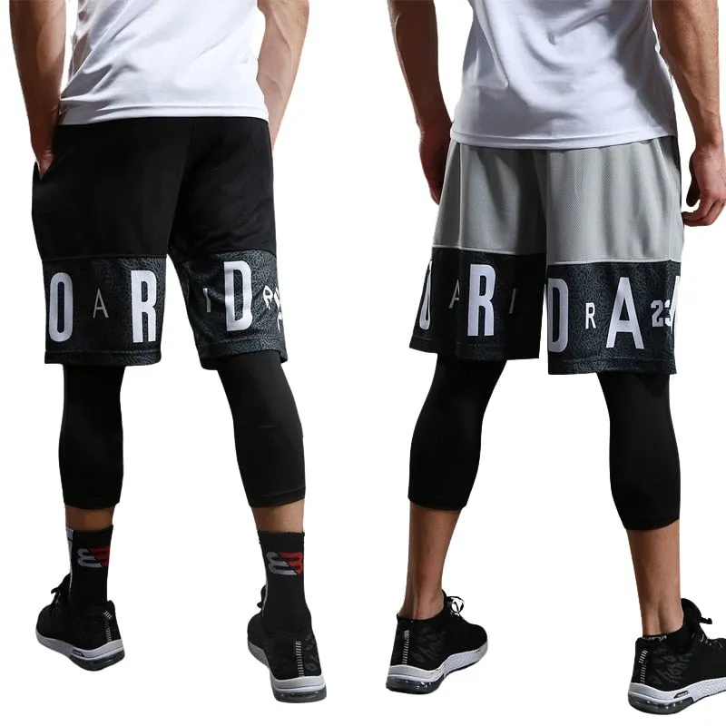 2pcs Set Men Running Compression Sweatpants Gym Jogging Leggings Basketball Football Shorts Fitness Clothes Tight Sport Pants v1