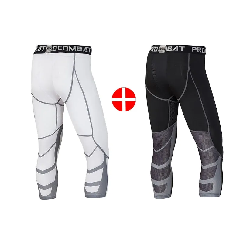 2pcs Set Men Running Compression Sweatpants Gym Jogging Leggings Basketball Football Shorts Fitness Clothes Tight Sport Pants v1