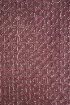 3 Meter Cut Piece Of Pink Thread Floral Checks Embroidery Work On Pink Soft Net Fabric