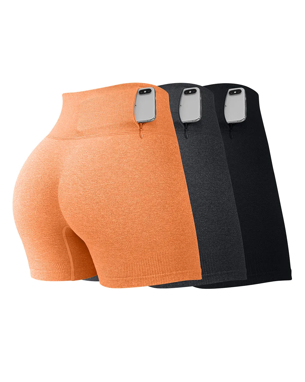 3 Pieces Seamless  Booty Yoga Shorts