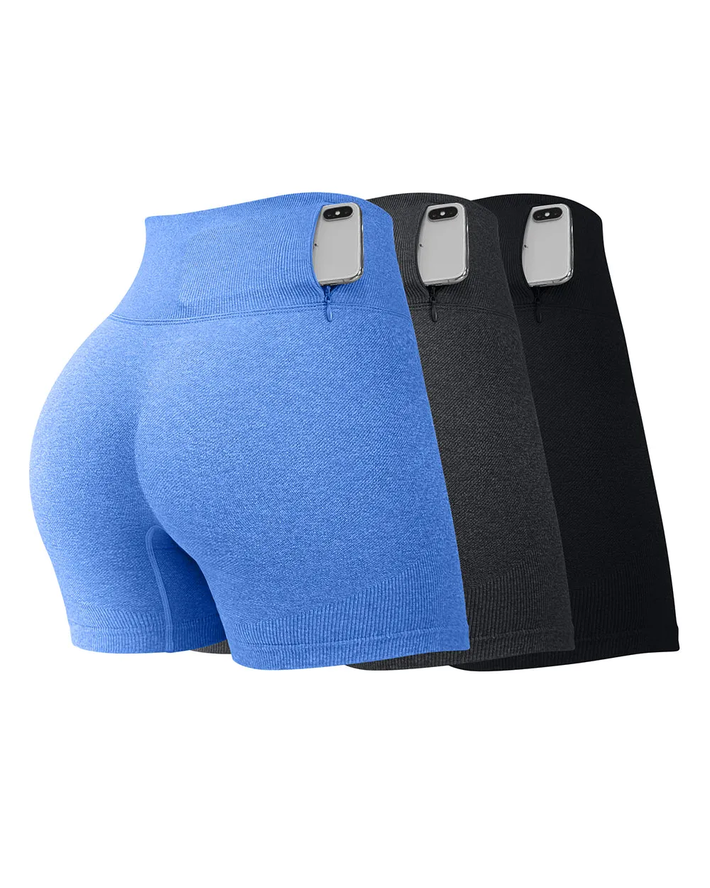 3 Pieces Seamless  Booty Yoga Shorts