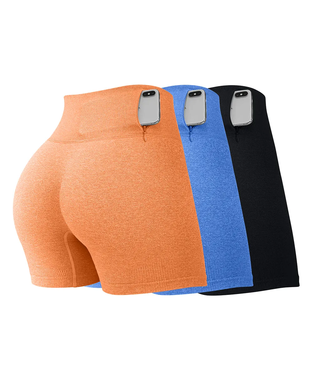 3 Pieces Seamless  Booty Yoga Shorts