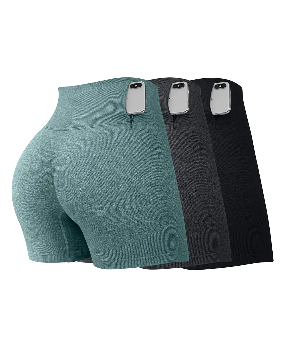 3 Pieces Seamless  Booty Yoga Shorts