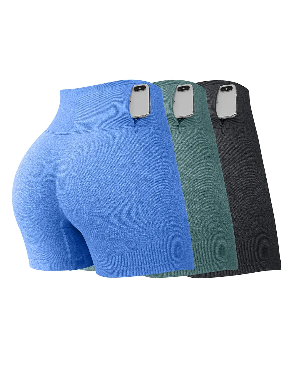 3 Pieces Seamless  Booty Yoga Shorts