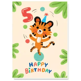 5th Birthday Juggler Greetings Card by Grace Habib for Stormy Knight