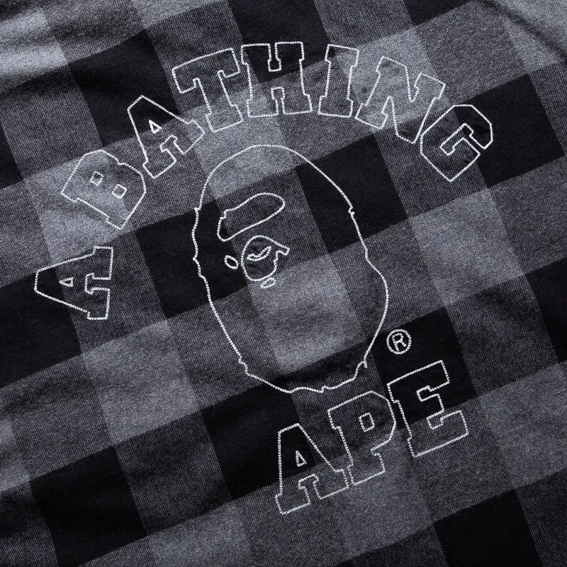 A Bathing Ape Bape Check Ape Flannel Shirt - Black/Grey