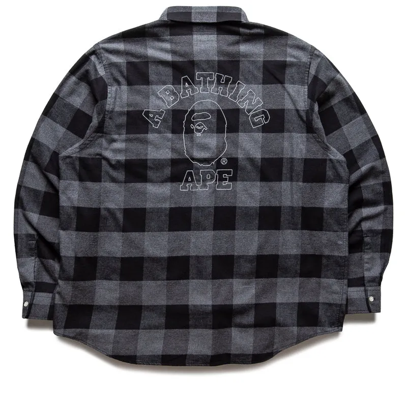 A Bathing Ape Bape Check Ape Flannel Shirt - Black/Grey