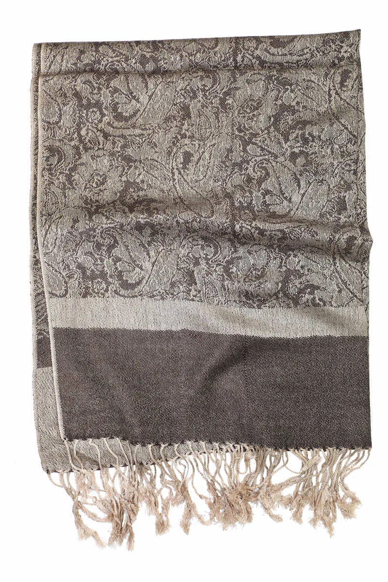 Achillea Tan Brown Jacquard Pashmina Scarf