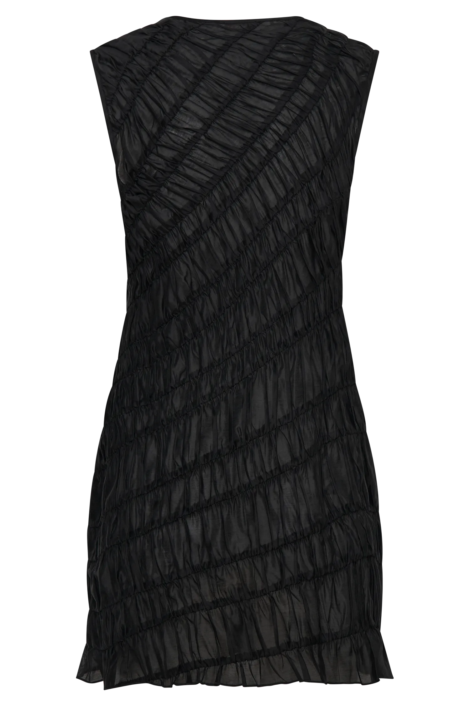 Adella Gathered Mini Dress - Black