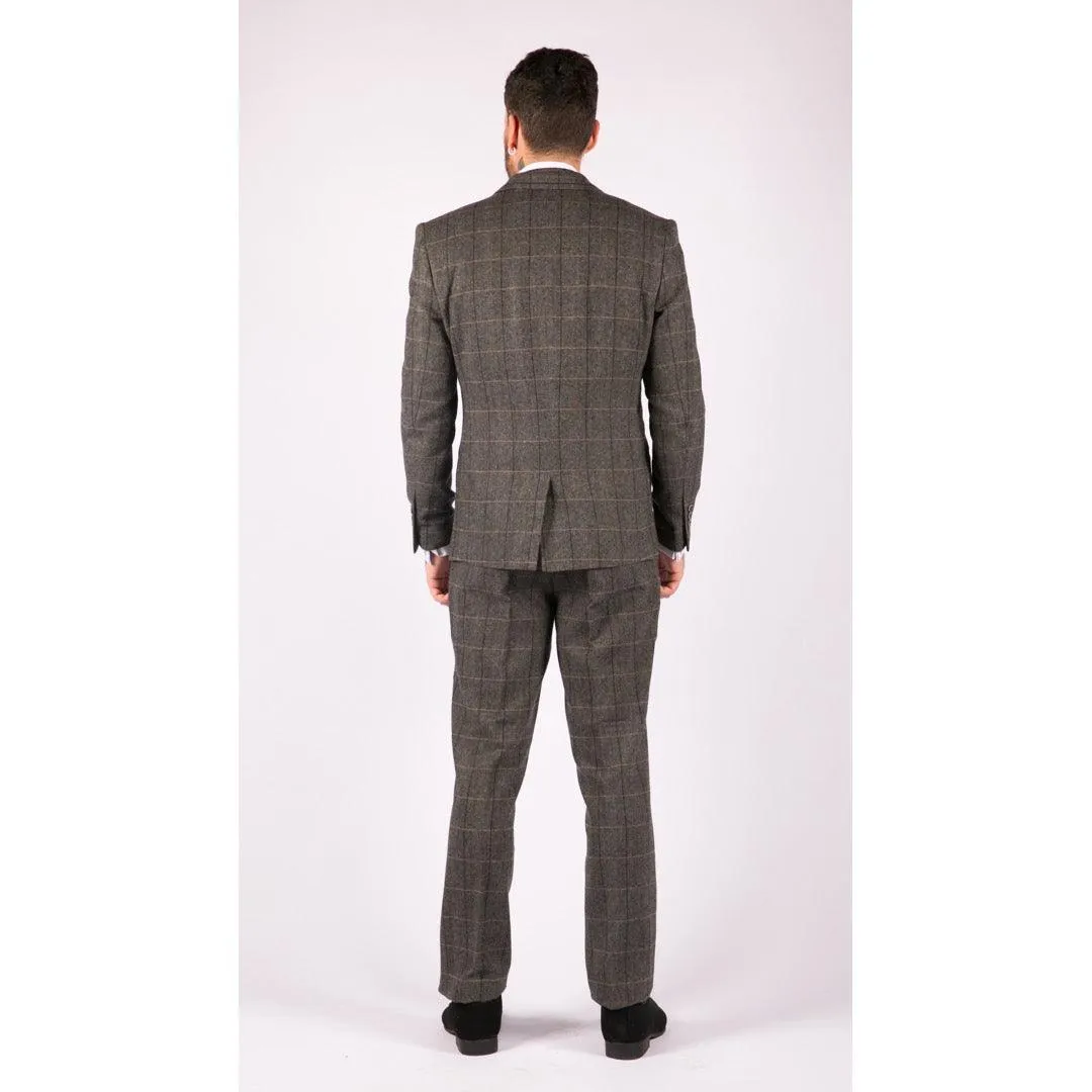 Albert -Men's Boys 3 Piece Suit Grey Tweed Check Blinders Kids Classic 1920s