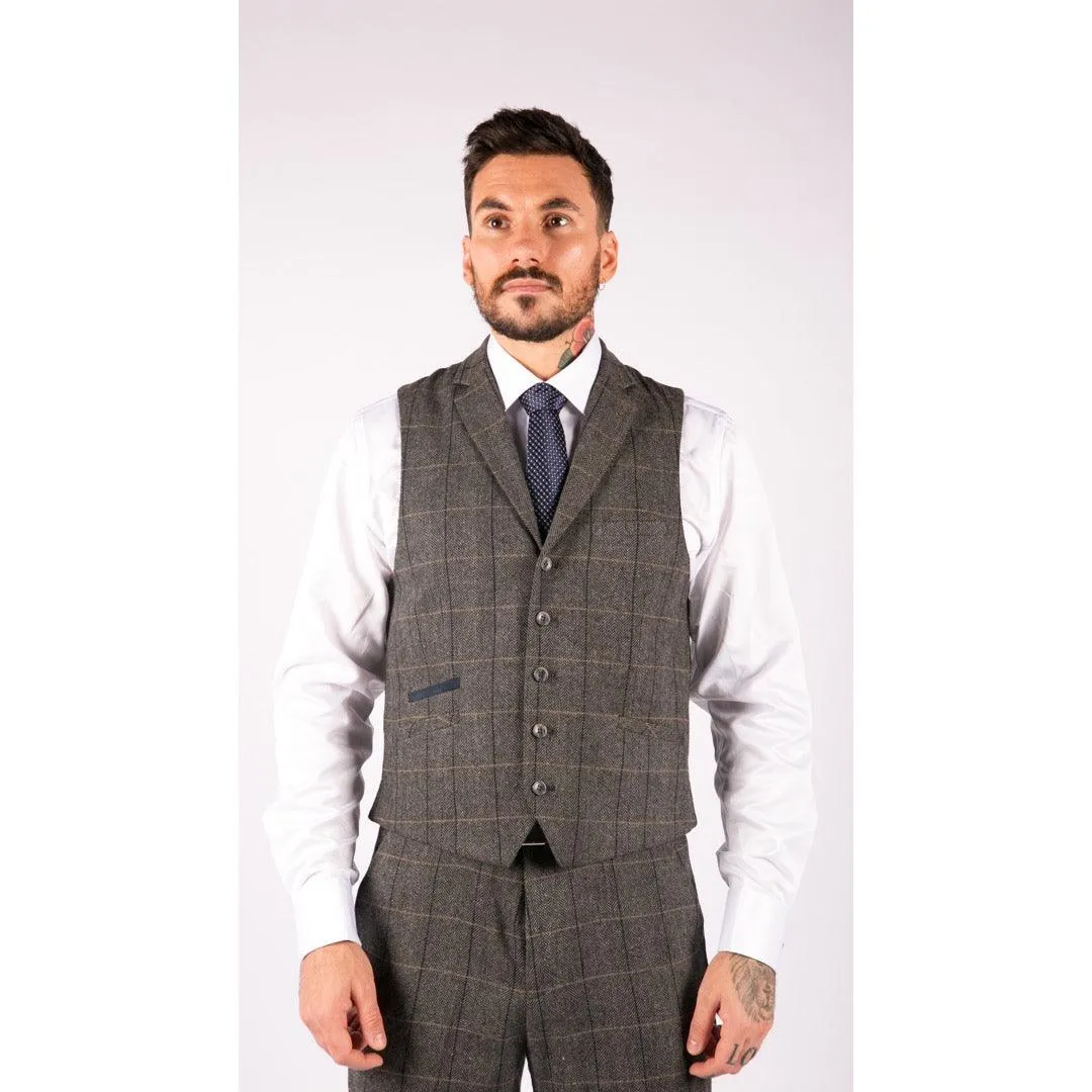 Albert -Men's Boys 3 Piece Suit Grey Tweed Check Blinders Kids Classic 1920s