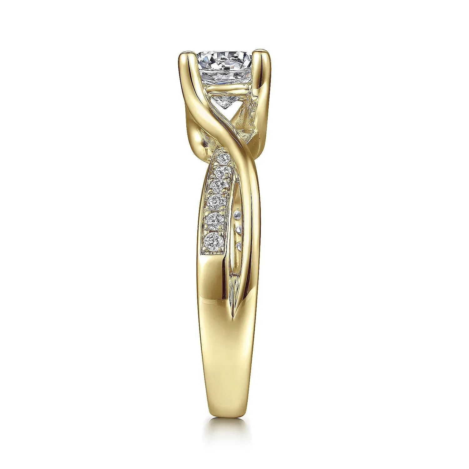 Aleesa - 14K Yellow Gold Round Diamond Twisted Engagement Ring