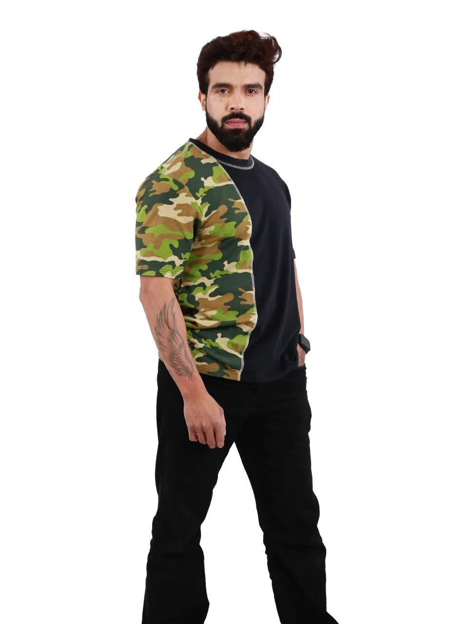 Alex Black Camo Printed Organic Bamboo T-Shirt (Pack Of 1)