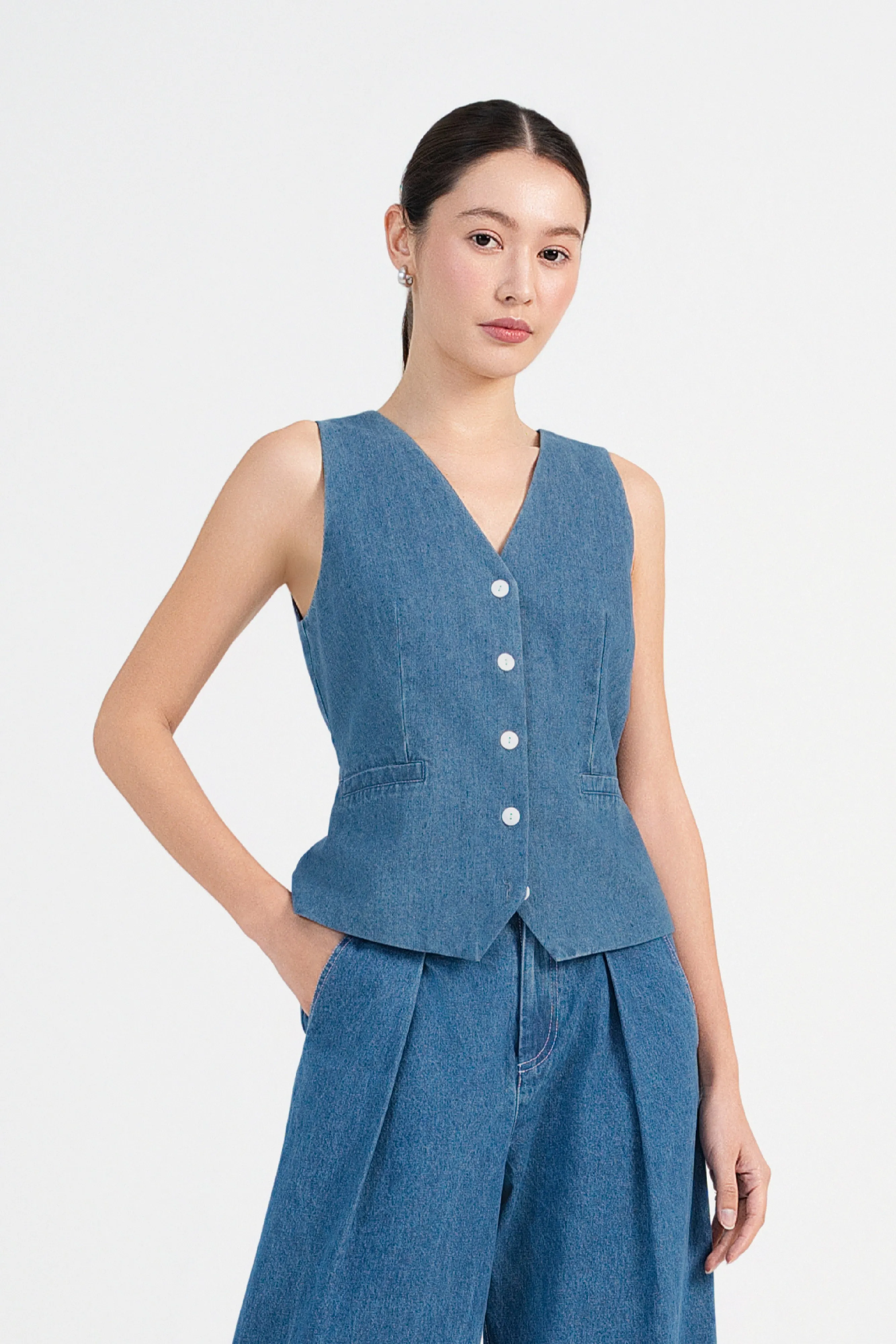 Alex Denim Vest Top