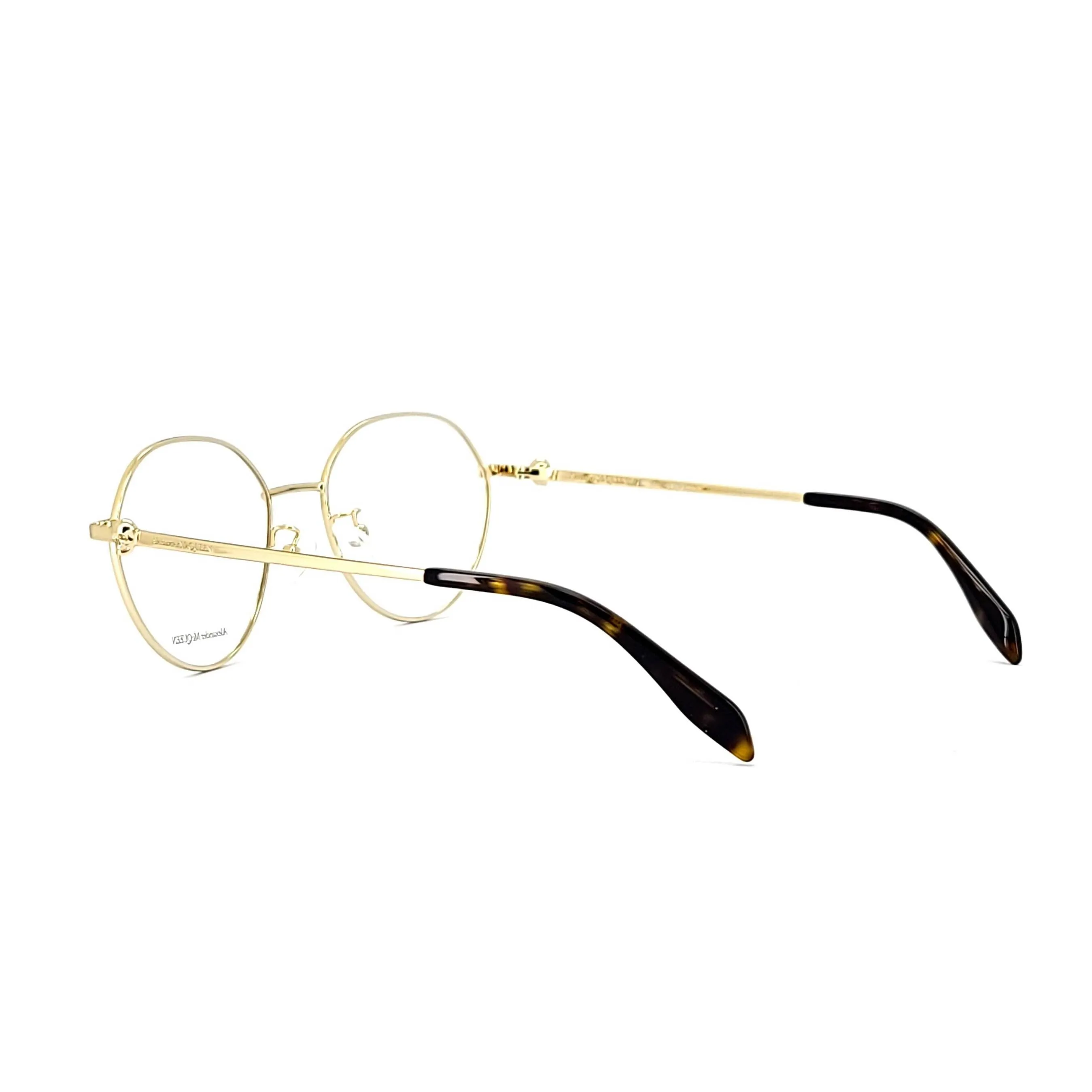 Alexander Mcqueen Unisex Gold Metal Round Eyeglasses AM 0319O/002