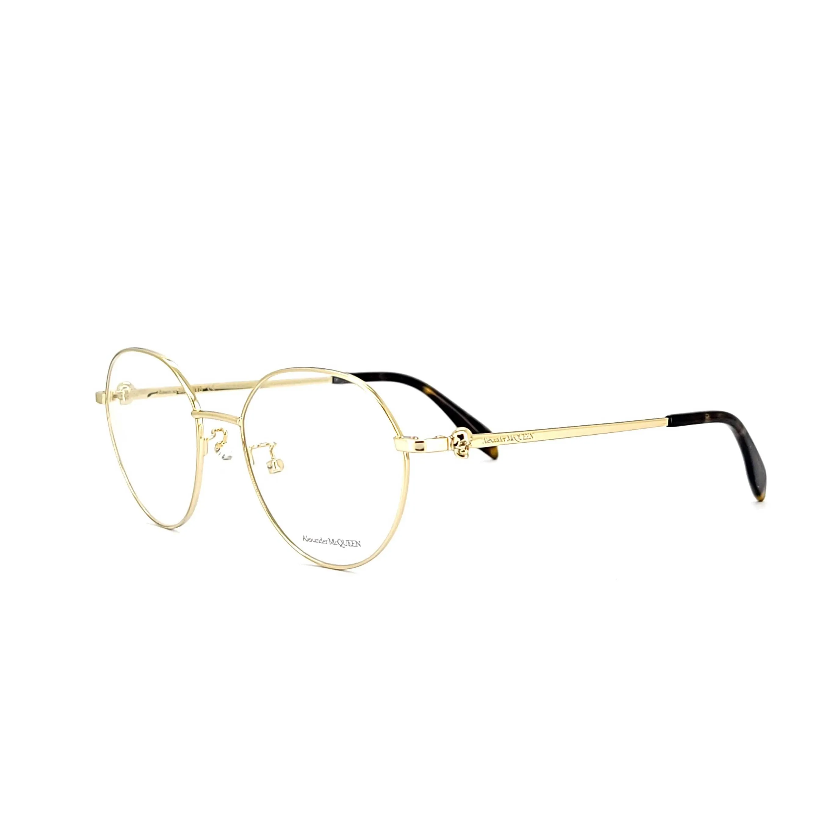 Alexander Mcqueen Unisex Gold Metal Round Eyeglasses AM 0319O/002