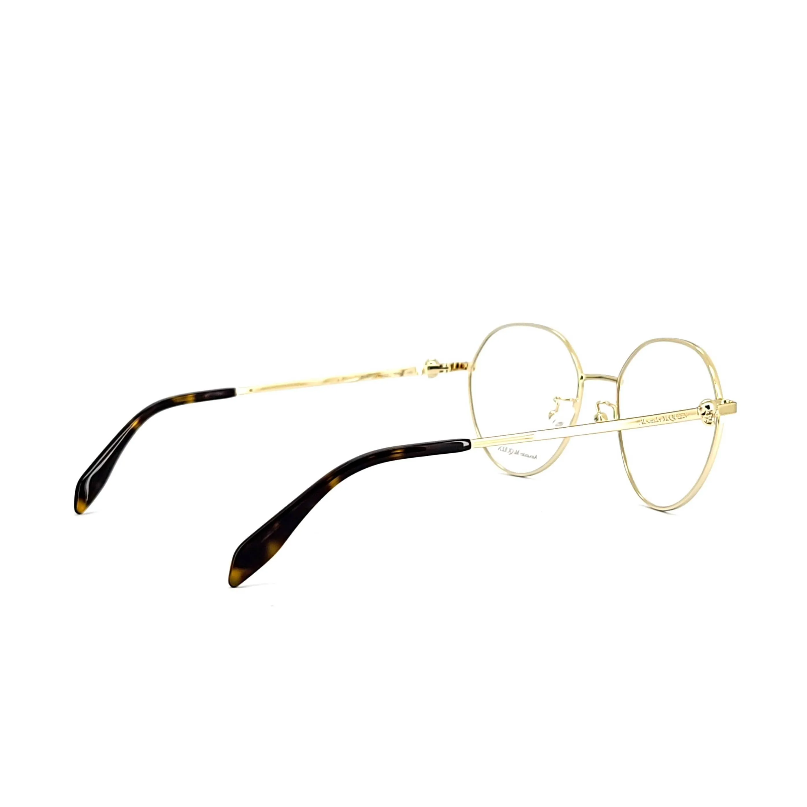 Alexander Mcqueen Unisex Gold Metal Round Eyeglasses AM 0319O/002