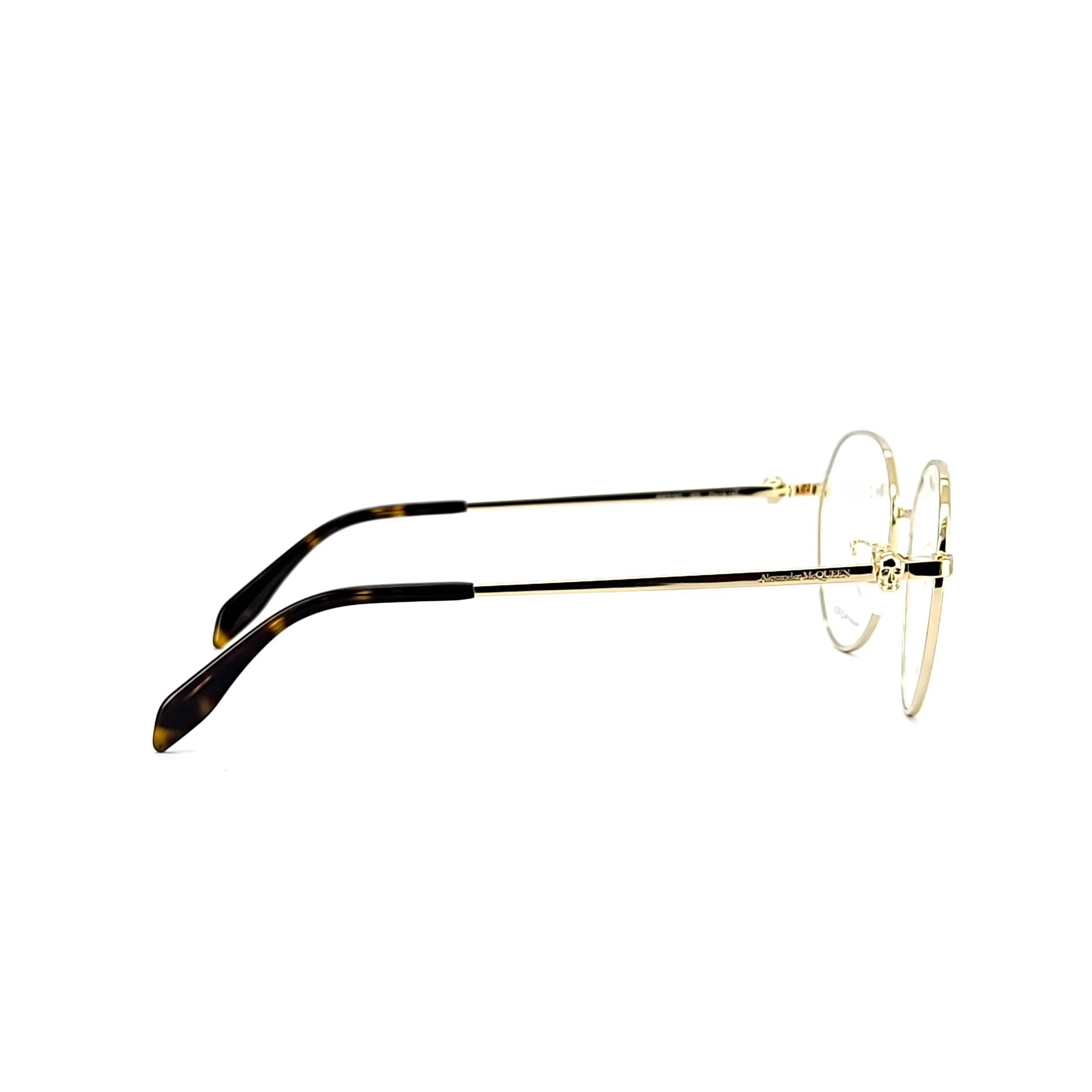 Alexander Mcqueen Unisex Gold Metal Round Eyeglasses AM 0319O/002