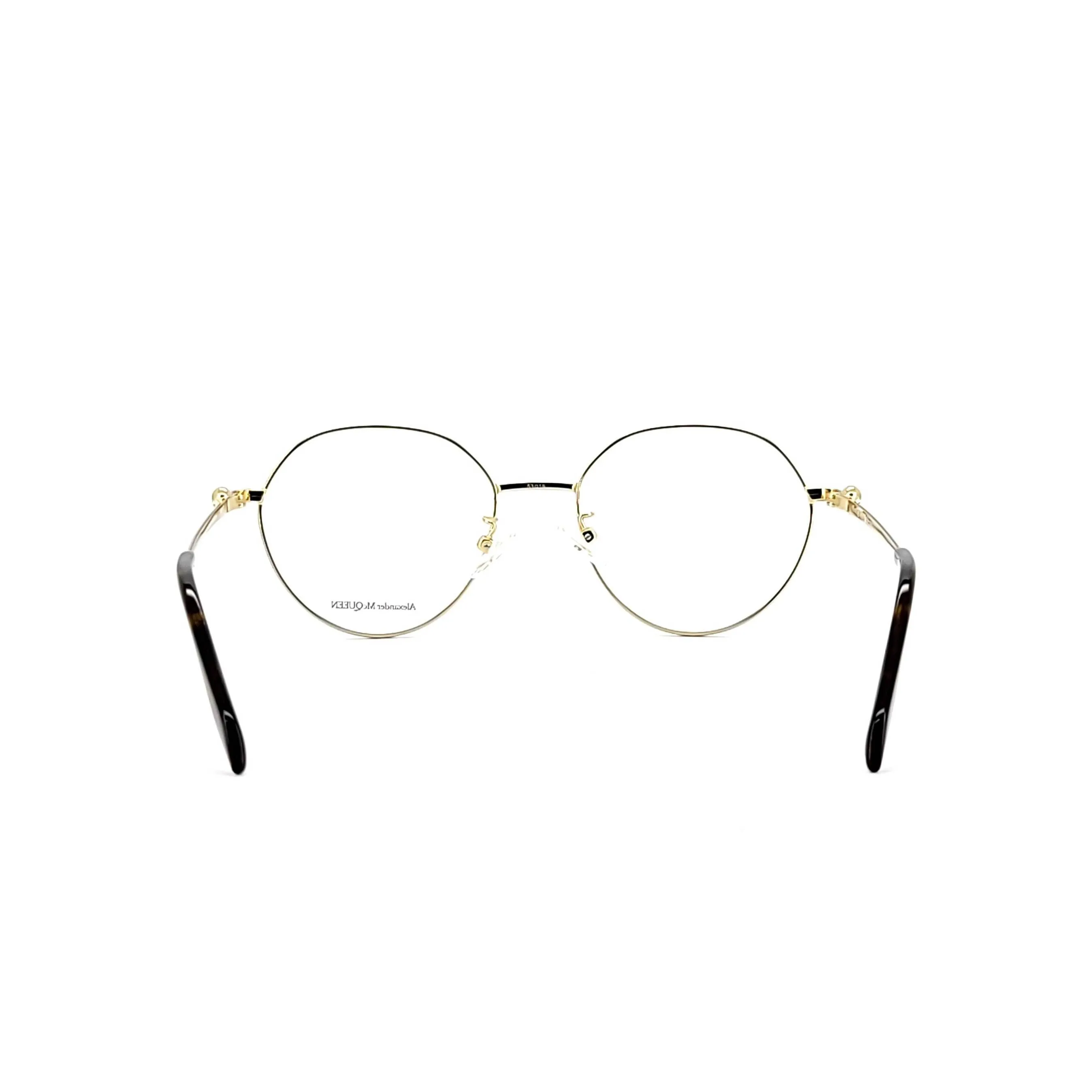 Alexander Mcqueen Unisex Gold Metal Round Eyeglasses AM 0319O/002