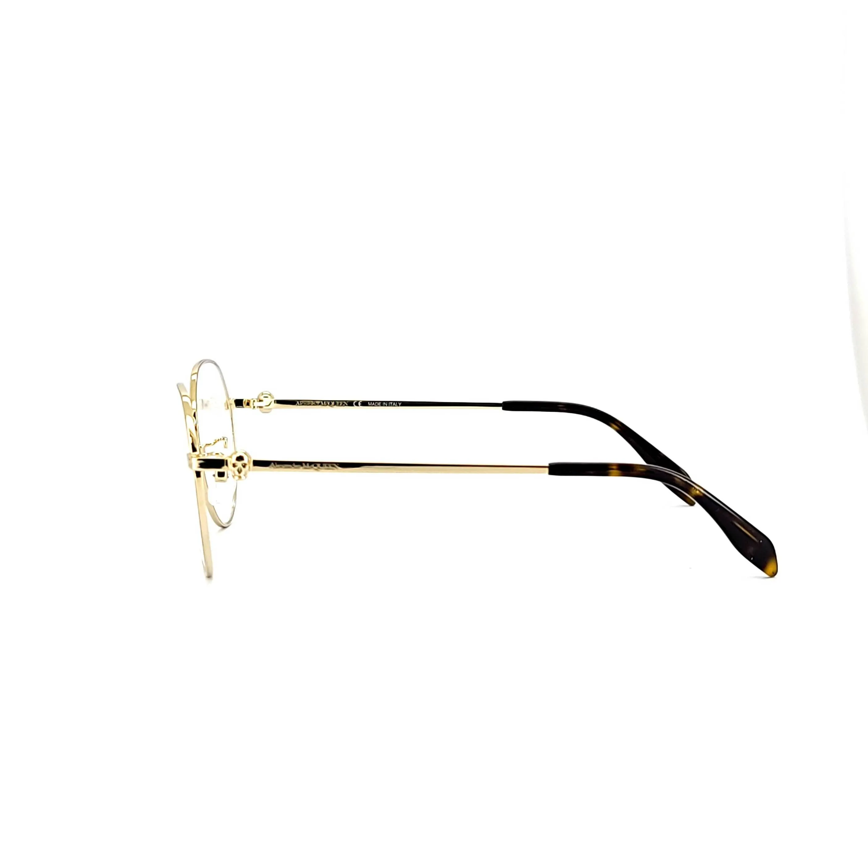 Alexander Mcqueen Unisex Gold Metal Round Eyeglasses AM 0319O/002