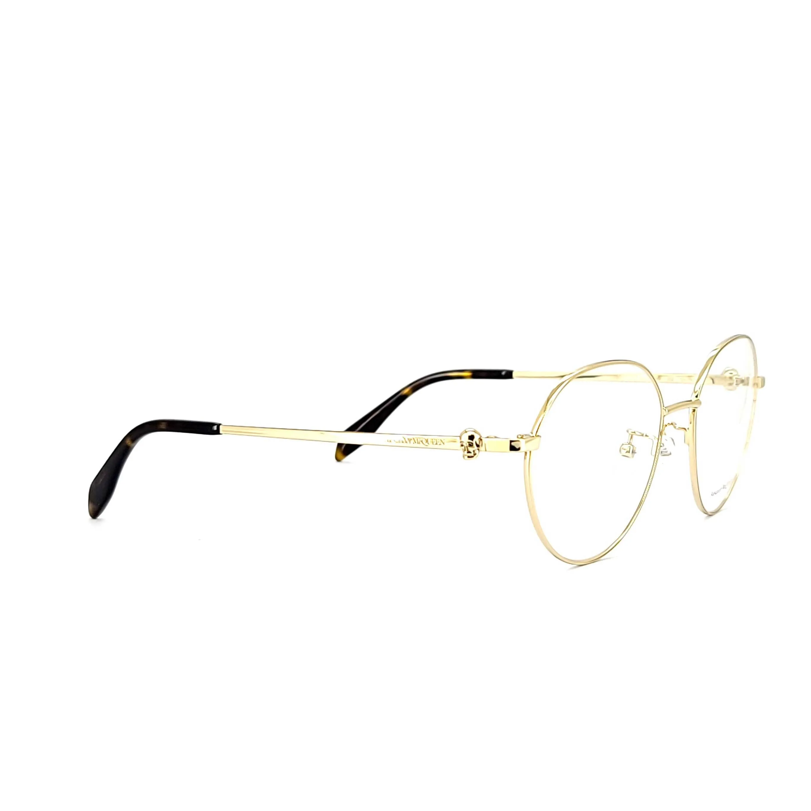 Alexander Mcqueen Unisex Gold Metal Round Eyeglasses AM 0319O/002