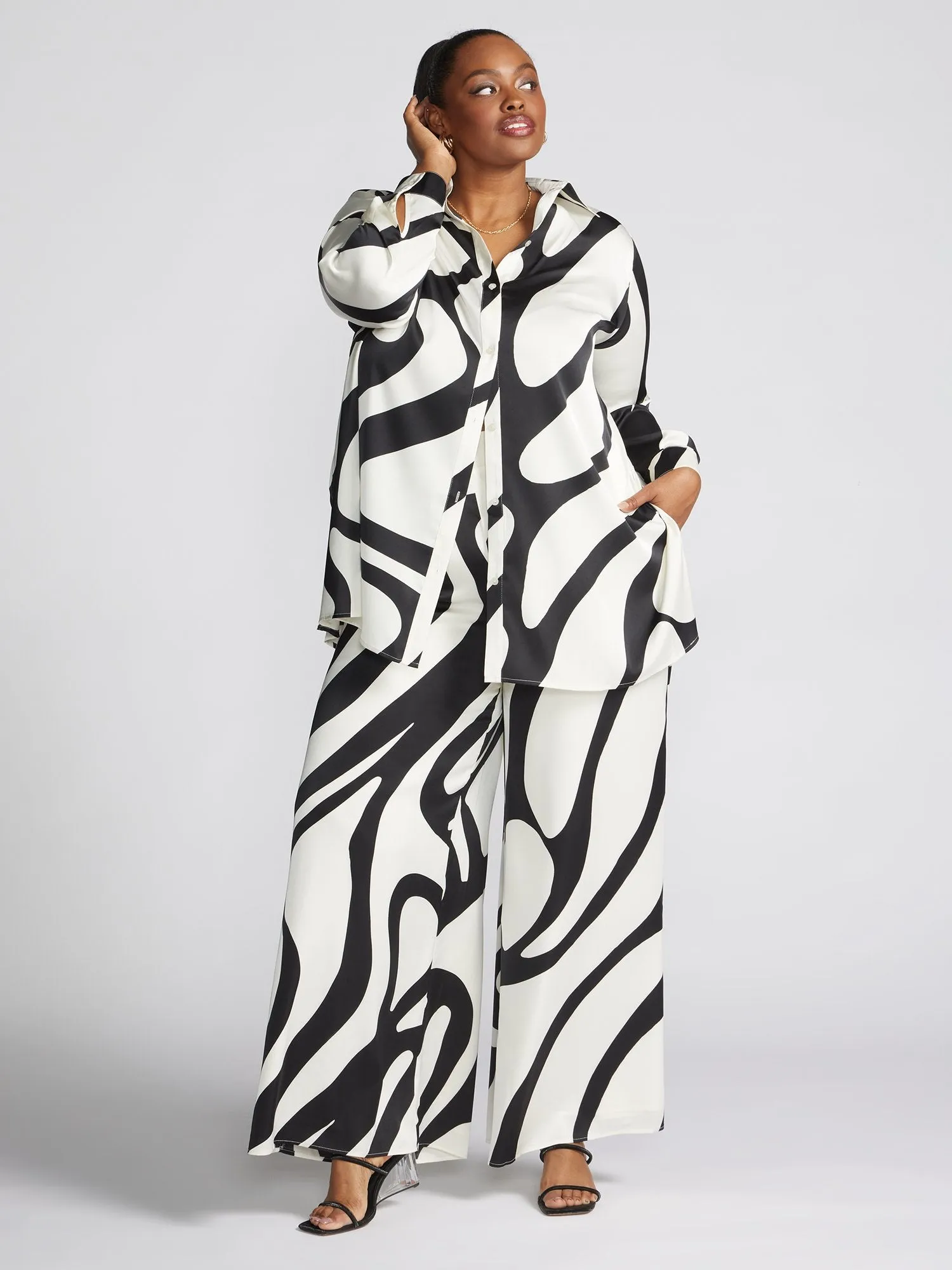 Amandla Abstract Print Wide Leg Pants