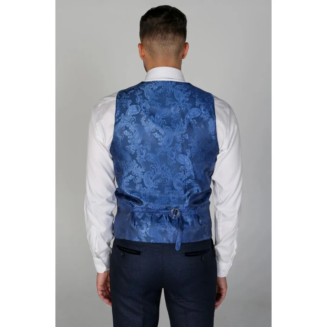 Arthur - Men's Birdseye Navy Formal Waistcoat