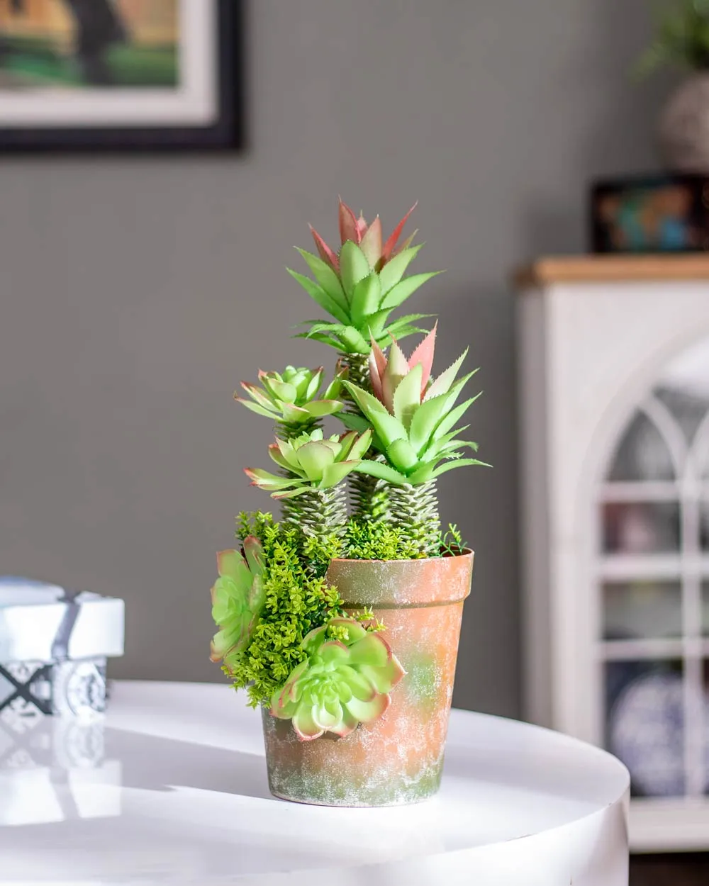 Artificial Succulents Plants With Cement Pot