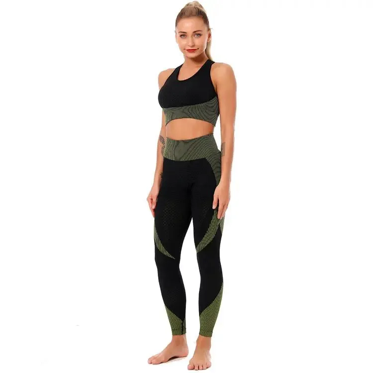 Athletic Wear High Waist Workout Women Leggings Seamless Yoga sports bra Set