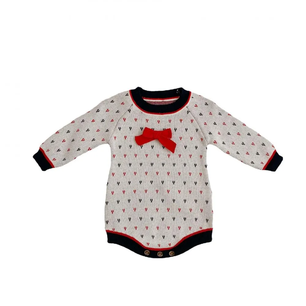 Autumn Winter Baby Girl Knitted Sweater Romper Wholesale Baby Clothes