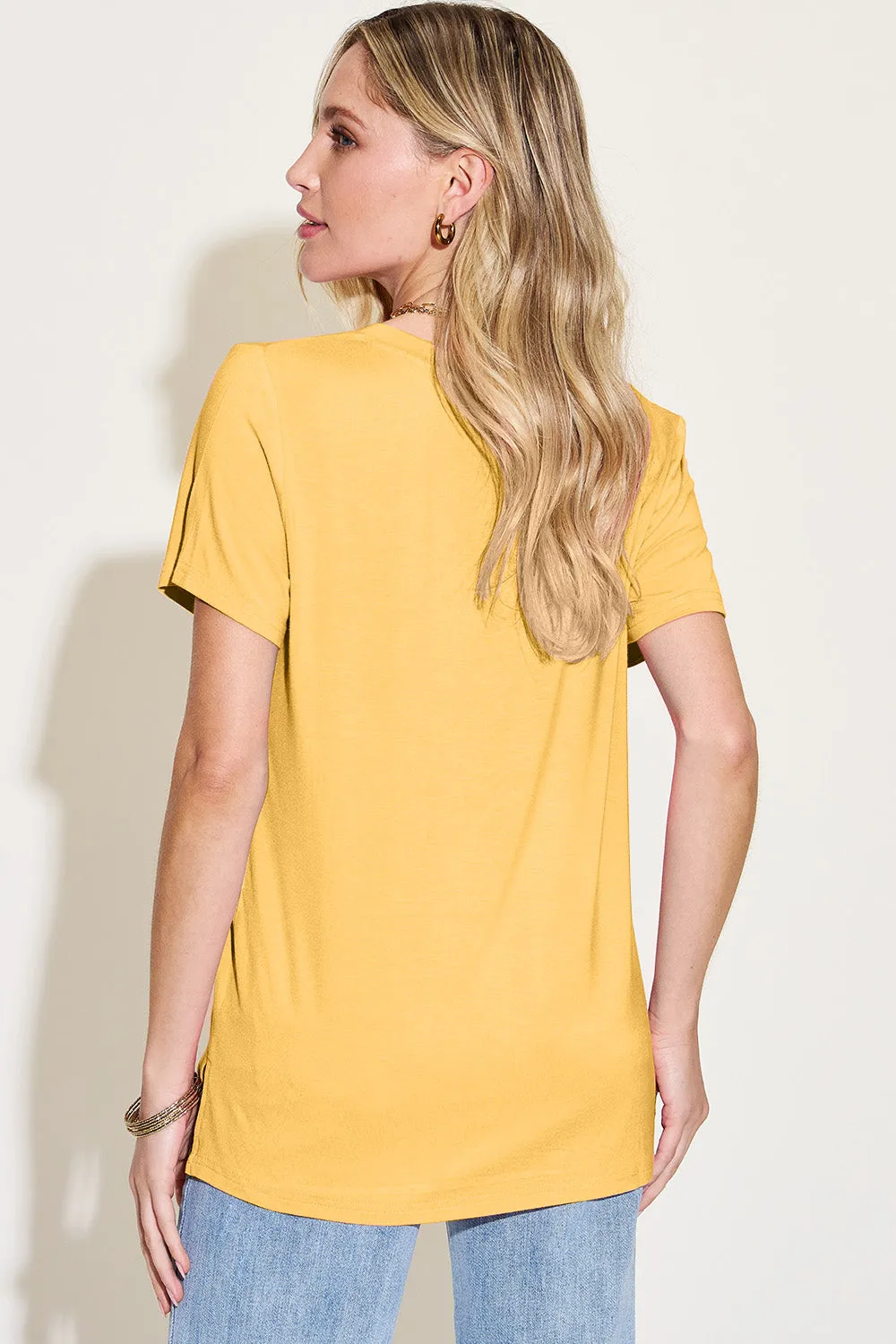 Basic Bae Bamboo  V-Neck High-Low T-Shirt - 5 colors