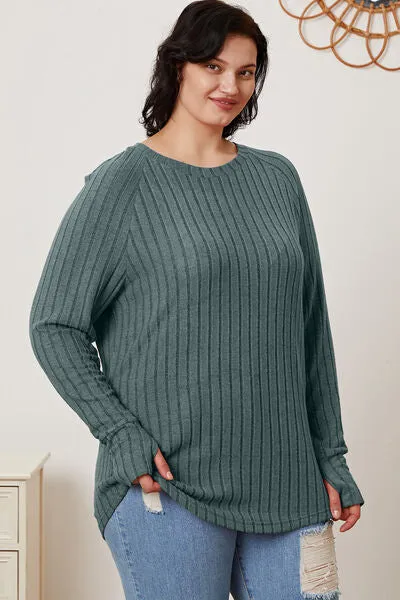 Basic Bae Full Size Ribbed Thumbhole Sleeve T-Shirt