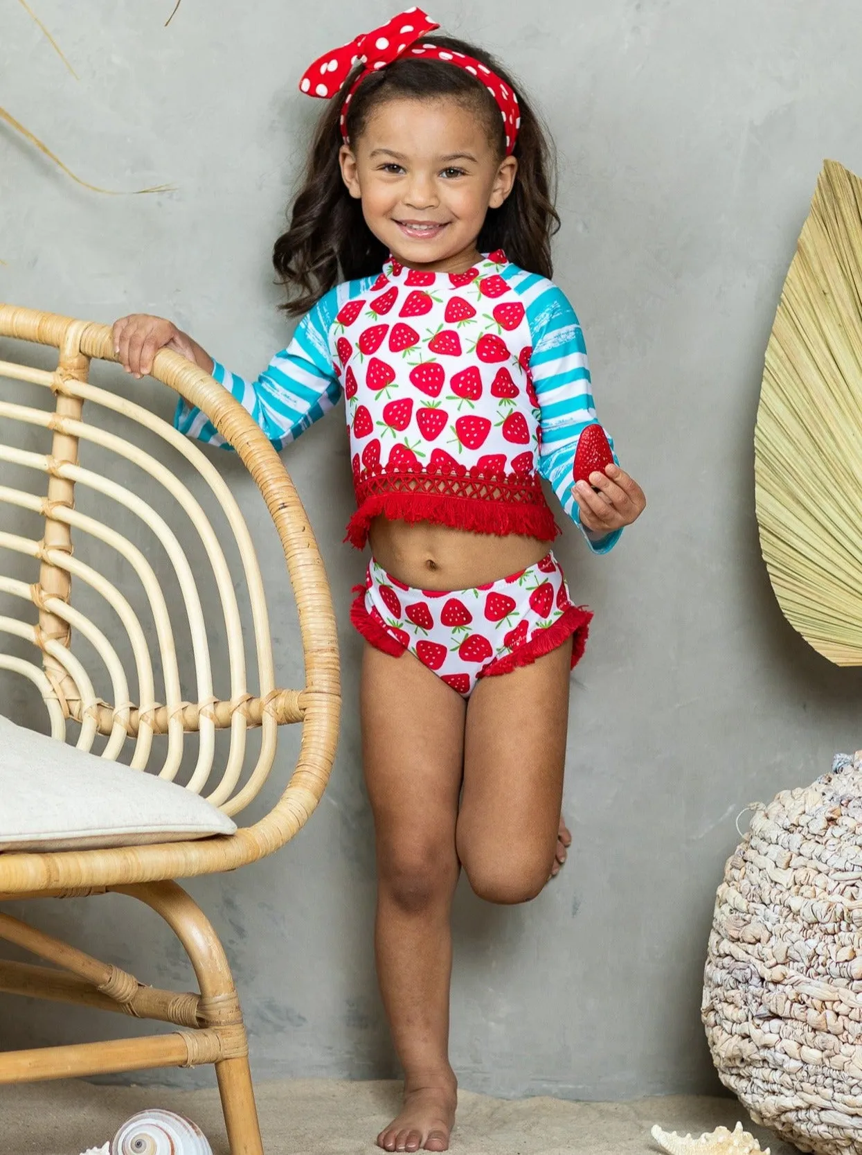 Beach Berry Rash Guard Two Piece Swimsuit