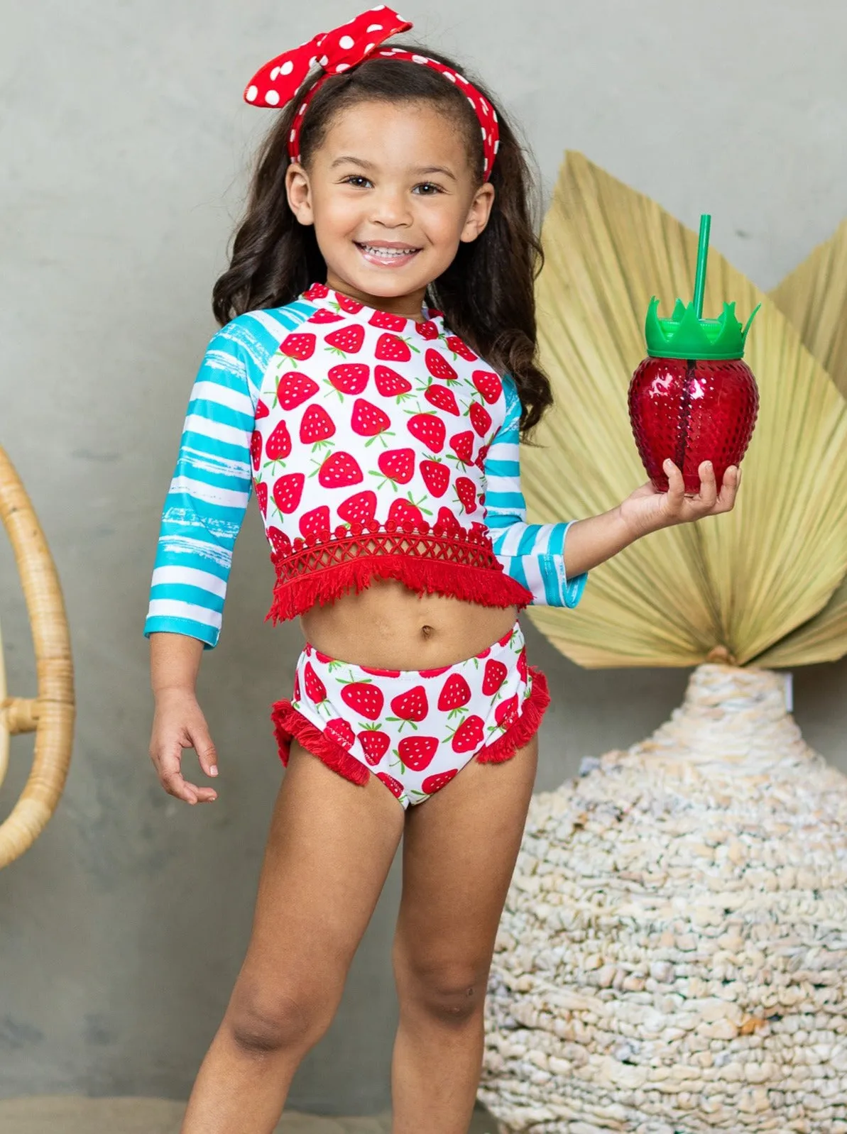 Beach Berry Rash Guard Two Piece Swimsuit