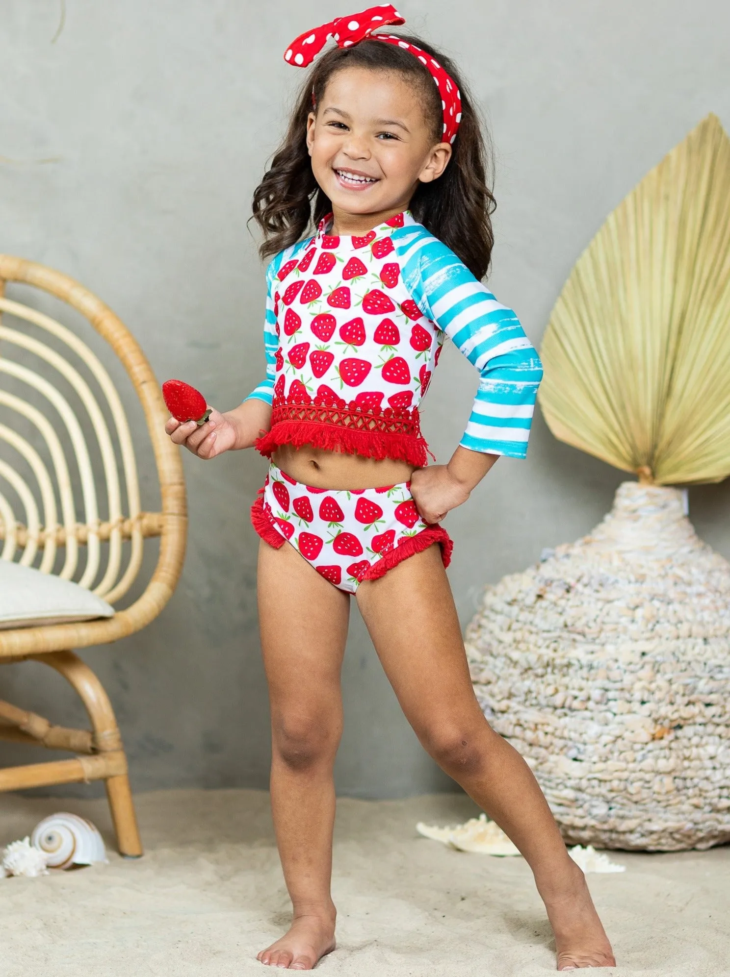 Beach Berry Rash Guard Two Piece Swimsuit