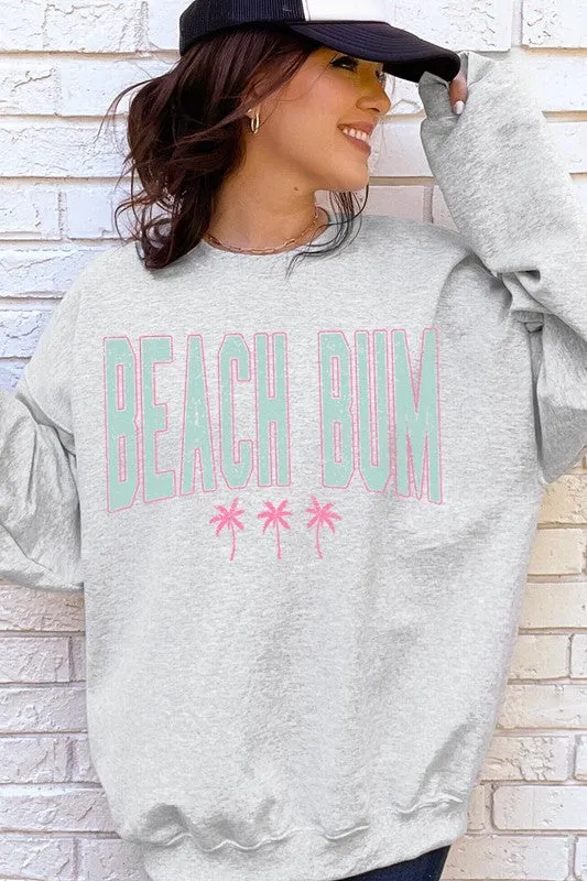 Beach Bum Oversized Graphic Fleece Sweatshirts