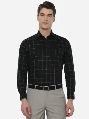 Black & Green Checked Slim Fit Formal Shirt | Metal