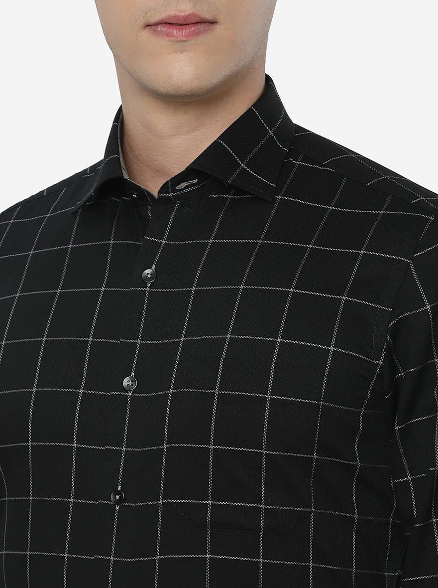 Black & Green Checked Slim Fit Formal Shirt | Metal